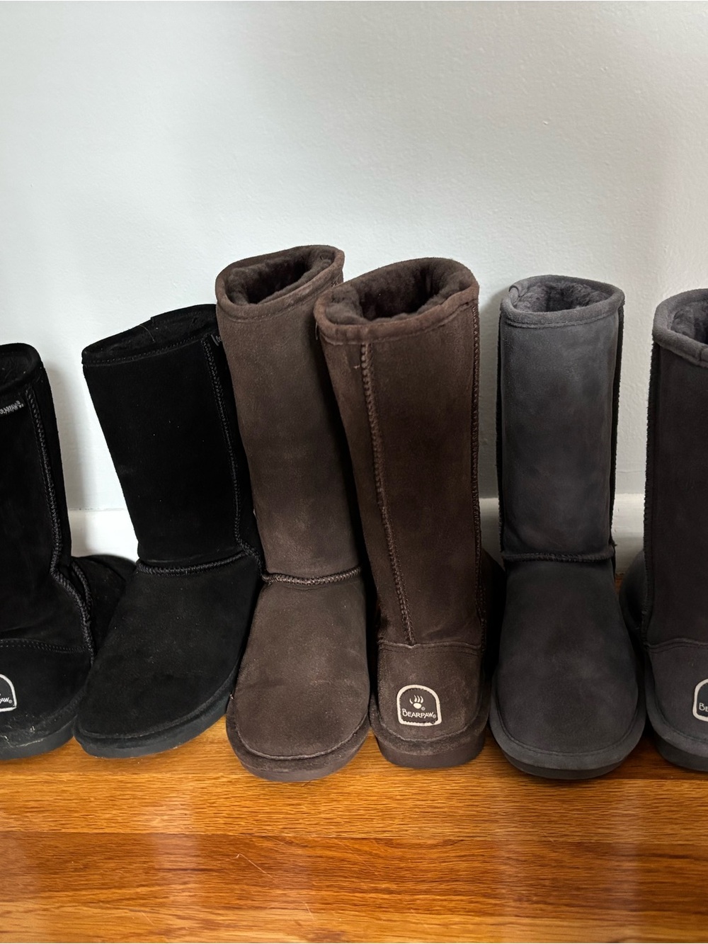BearPaw Women's Classic Tall Suede Boots - Black, Brown, Charcoal